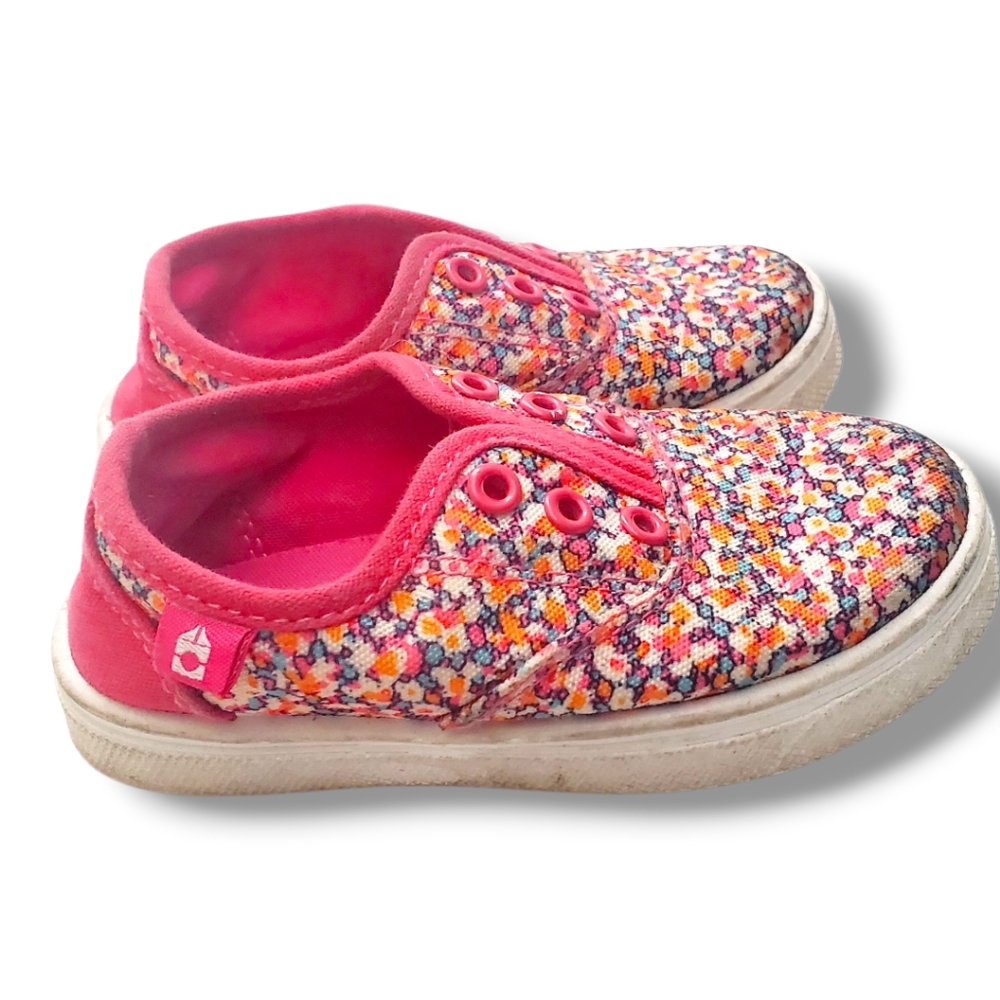 Oomphies Toddler Girls Robin Quilted Slip On Sneakers Floral Shoes Size 7 Pink